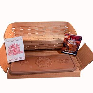 Longaberger Pottery Bread Basket Warming Brick Set VTG Artisan Sourdough Kitchen
